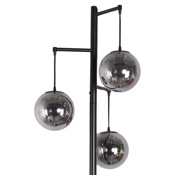 Classy Living Globe Cascade 3Lt Floor Lamp, Matte Black/Pearl Smoked