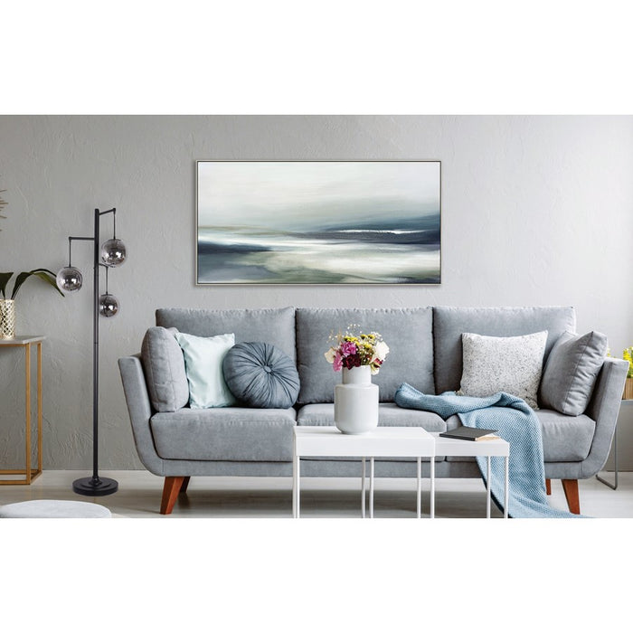 Classy Living Globe Cascade 3Lt Floor Lamp, Matte Black/Pearl Smoked