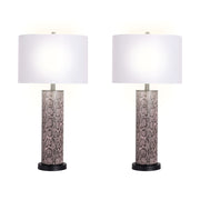 Classy Living Serpent Elegance 15in Table Lamp Set of 2 | Contemporary Matte Black and Snake Skin Faux Leather | Bedroom Nightstand | Model BRL3368