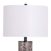 Classy Living Serpent Elegance 15in Table Lamp Set of 2 | Contemporary Matte Black and Snake Skin Faux Leather | Bedroom Nightstand | Model BRL3368