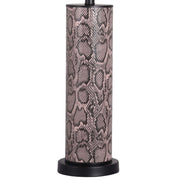Classy Living Serpent Elegance 15in Table Lamp Set of 2 | Contemporary Matte Black and Snake Skin Faux Leather | Bedroom Nightstand | Model BRL3368