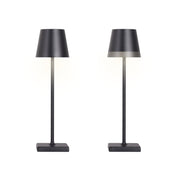 Classy Living Eclipse Aura 5in Rechargeable LED Table Lamp Set of 2 | Modern Matte Black Metal and Acrylic | Bedroom Nightstand | Model BRL3372