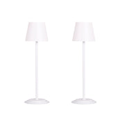 Classy Living Eclipse Aura 5in Rechargeable LED Table Lamp Set of 2 | Modern White Metal and Acrylic | Bedroom Nightstand & Reading | Model BRL3374