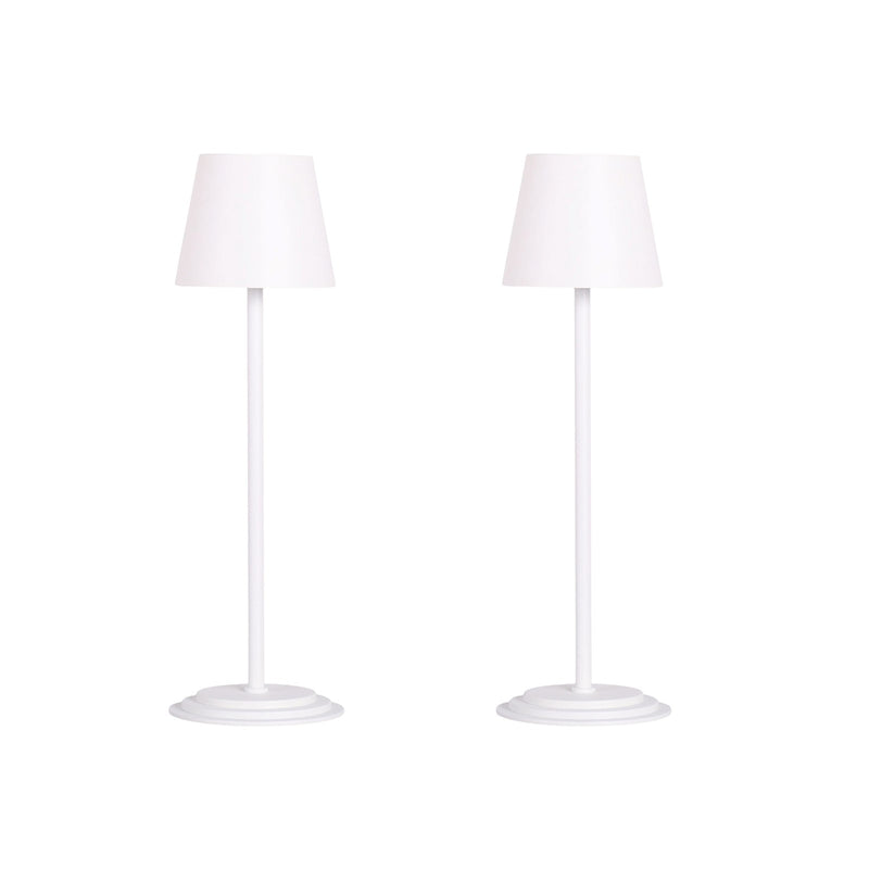 Classy Living Eclipse Aura 5in Rechargeable LED Table Lamp Set of 2 | Modern White Metal and Acrylic | Bedroom Nightstand & Reading | Model BRL3374