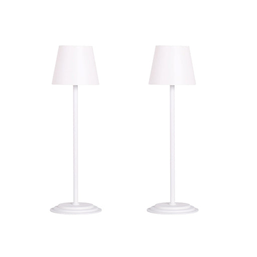Classy Living Eclipse Aura 5in Rechargeable LED Table Lamp Set of 2 | Modern White Metal and Acrylic | Bedroom Nightstand & Reading | Model BRL3374