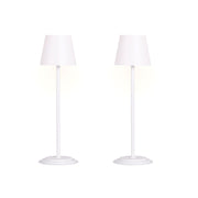 Classy Living Eclipse Aura 5in Rechargeable LED Table Lamp Set of 2 | Modern White Metal and Acrylic | Bedroom Nightstand & Reading | Model BRL3374
