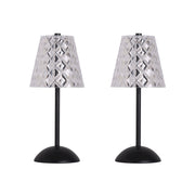Classy Living Crystal Radiance 12in Rechargeable LED Table Lamp Set of 2 | Modern Matte Black and Clear Acrylic | Bedroom & Console | Model BRL3376
