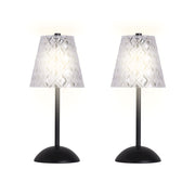 Classy Living Crystal Radiance 12in Rechargeable LED Table Lamp Set of 2 | Modern Matte Black and Clear Acrylic | Bedroom & Console | Model BRL3376