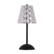 Classy Living Crystal Radiance 12in Rechargeable LED Table Lamp Set of 2 | Modern Matte Black and Clear Acrylic | Bedroom & Console | Model BRL3376