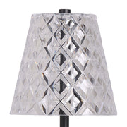 Classy Living Crystal Radiance 12in Rechargeable LED Table Lamp Set of 2 | Modern Matte Black and Clear Acrylic | Bedroom & Console | Model BRL3376
