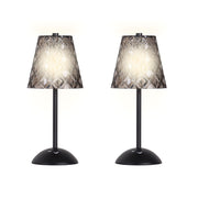 Classy Living Crystal Radiance 12in Rechargeable LED Table Lamp Set of 2 | Modern Matte Black and Smoke Acrylic | Bedroom & Console | Model BRL3378