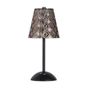 Classy Living Crystal Radiance 12in Rechargeable LED Table Lamp Set of 2 | Modern Matte Black and Smoke Acrylic | Bedroom & Console | Model BRL3378