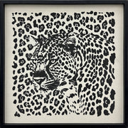 Classy Living Dramatic Shadow Leopard 24"x24" Puff Printed, Black/Ivory