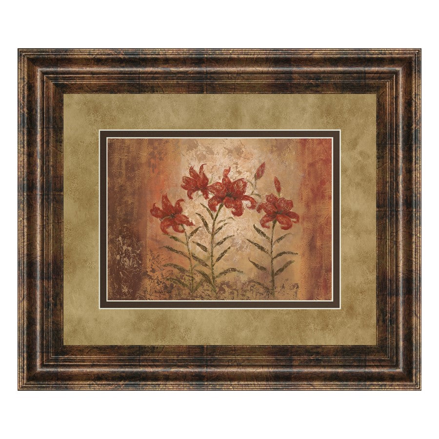 Classy Living Red Lily Trio Wall Art Double Mat 40"x34", - DM2191