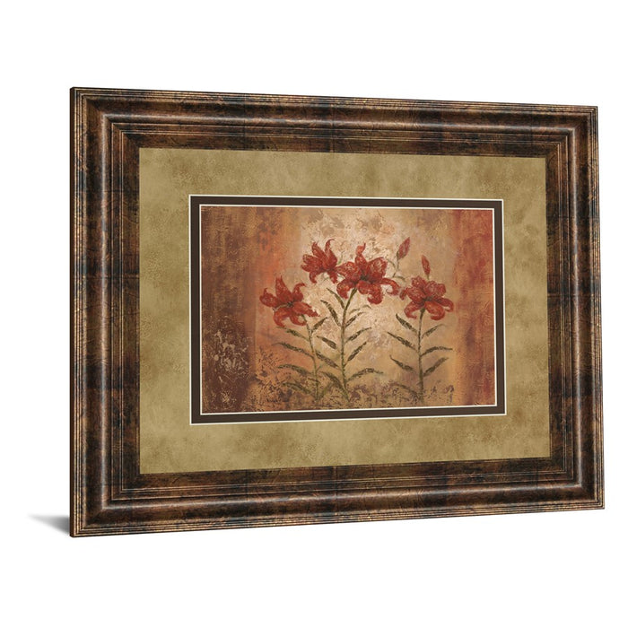 Classy Living Red Lily Trio Wall Art Double Mat 40"x34",