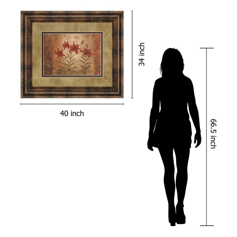 Classy Living Red Lily Trio Wall Art Double Mat 40"x34",