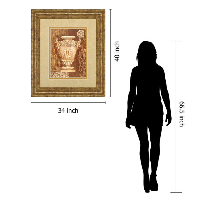 Classy Living Ornate Urn Still Life Wall Art Double Mat 34"x40",