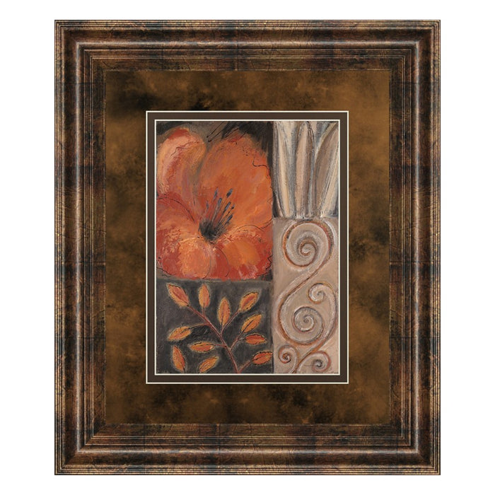 Classy Living Orange Burst I Wall Art Double Mat 34"x40", Chocolate