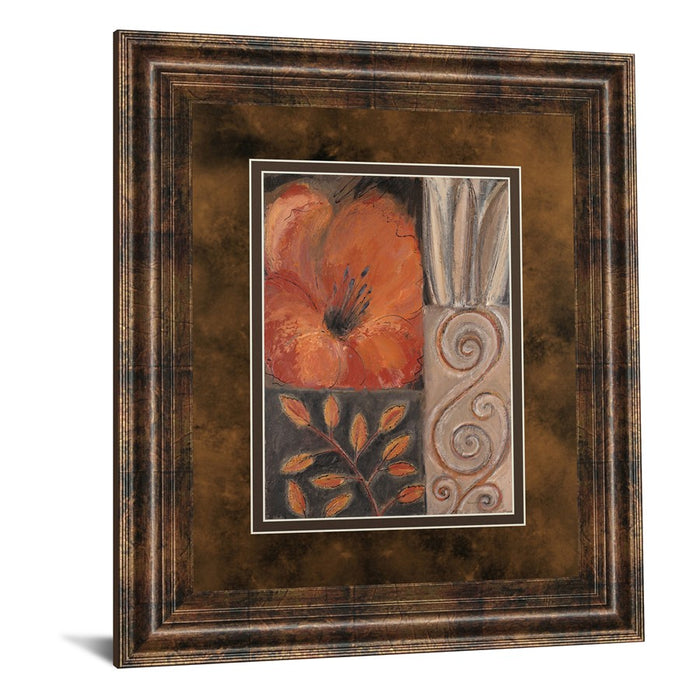 Classy Living Orange Burst I Wall Art Double Mat 34"x40", Chocolate