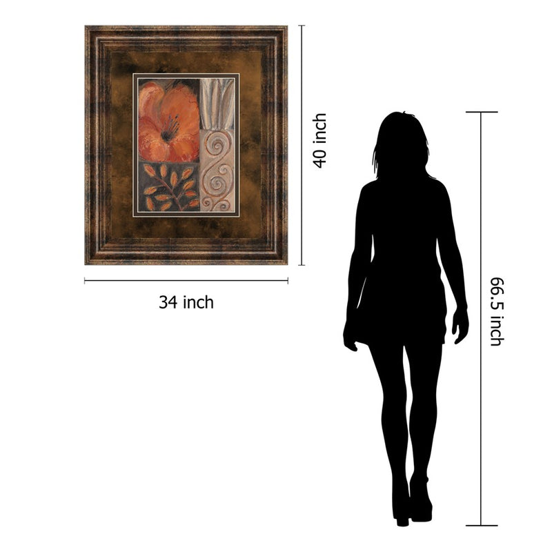Classy Living Orange Burst I Wall Art Double Mat 34"x40", Chocolate