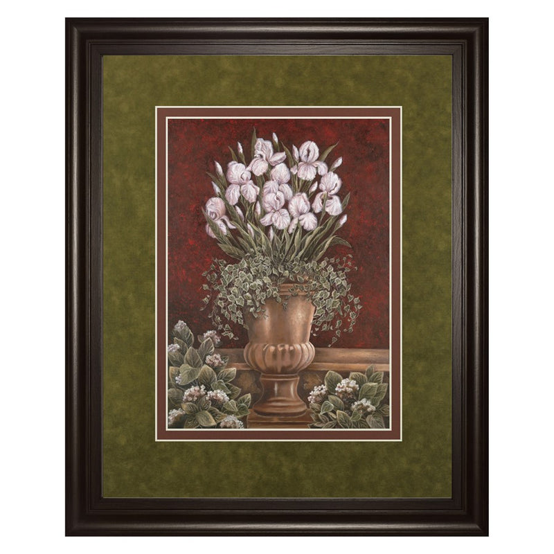 Classy Living Irises in Urn Wall Art Double Mat 34"x40", Dark Chocolate