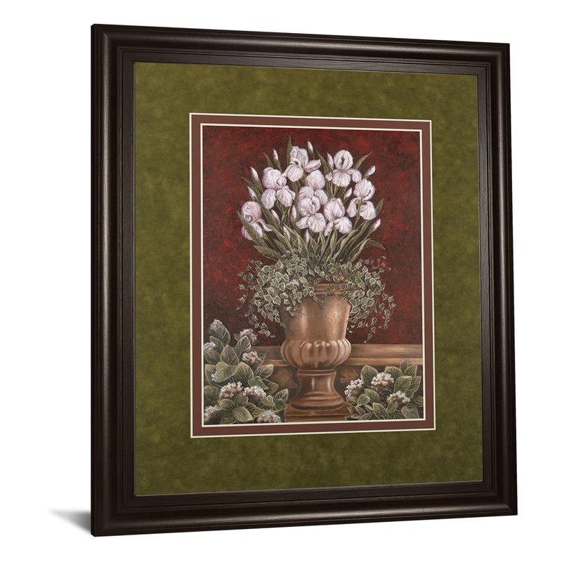 Classy Living Irises in Urn Wall Art Double Mat 34"x40", Dark Chocolate
