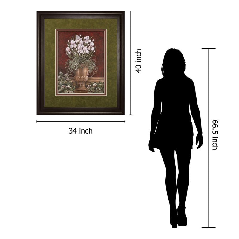 Classy Living Irises in Urn Wall Art Double Mat 34"x40", Dark Chocolate