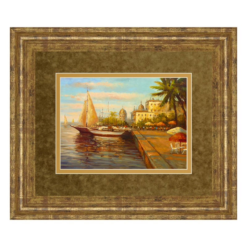 Classy Living Harbor Serenity Wall Art Double Mat 40"x34", Gilded Radiance