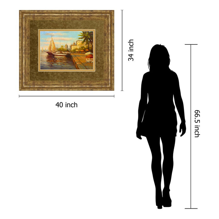 Classy Living Harbor Serenity Wall Art Double Mat 40"x34", Gilded Radiance