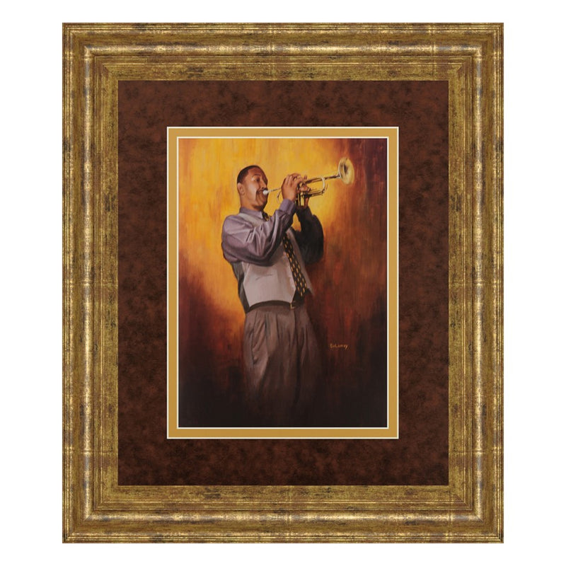 Classy Living Soulful Trumpeter Wall Art Double Mat 34"x40", Gilded