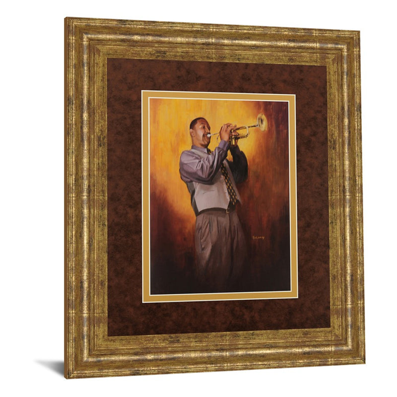 Classy Living Soulful Trumpeter Wall Art Double Mat 34"x40", Gilded