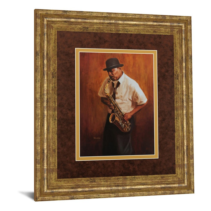 Classy Living Saxophone Serenade Wall Art Double Mat 34"x40", Gilded