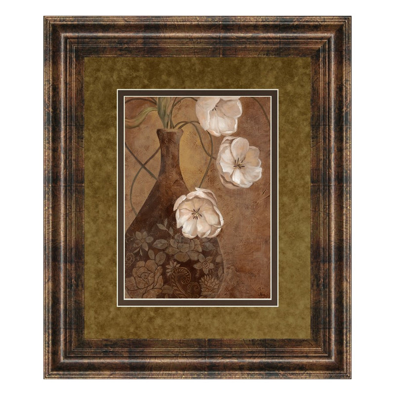 Classy Living Umber Blooms Wall Art Double Mat 34"x40", Dark Chocolate