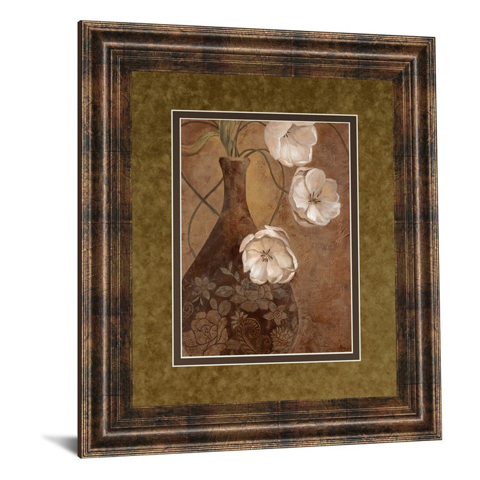 Classy Living Umber Blooms Wall Art Double Mat 34"x40", Dark Chocolate