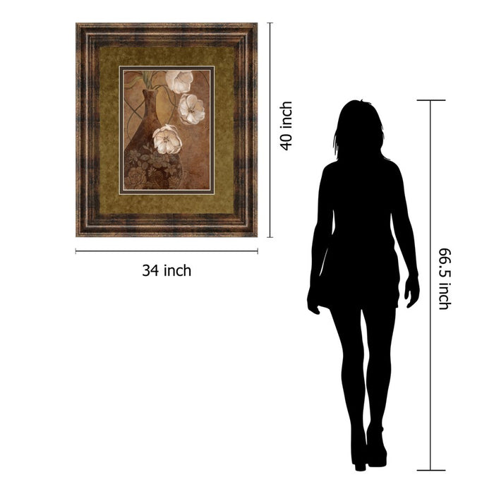 Classy Living Umber Blooms Wall Art Double Mat 34"x40", Dark Chocolate