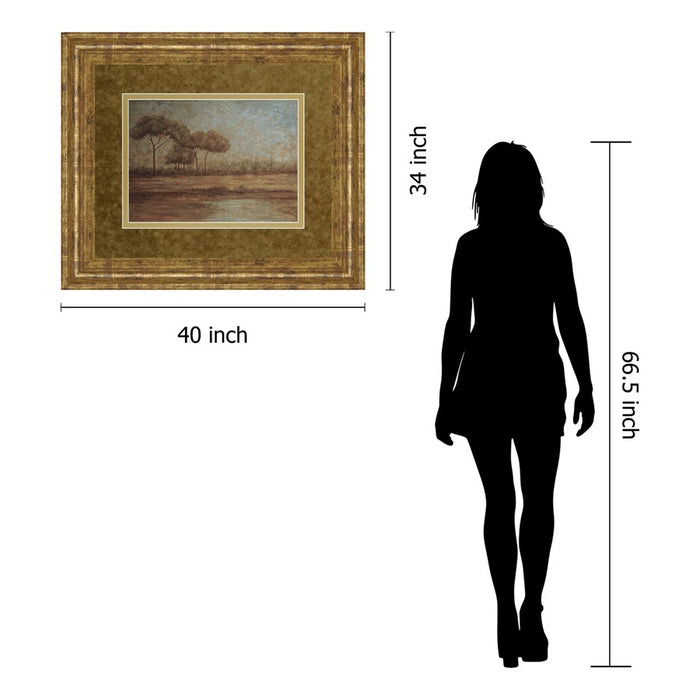 Classy Living Tranquil Trees Wall Art Double Mat 40"x34", Gilded Radiance