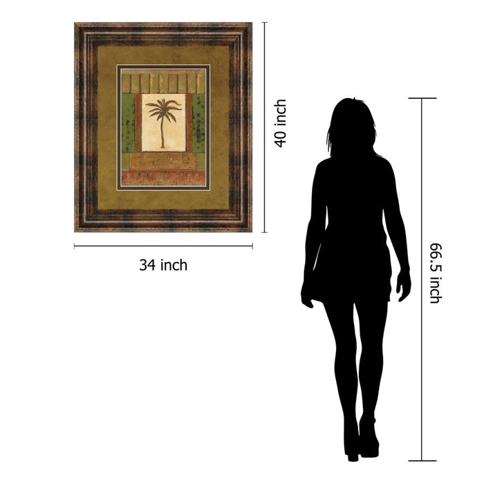 Classy Living Tranquil Palm Wall Art Double Mat 34"x40", Dark Chocolate