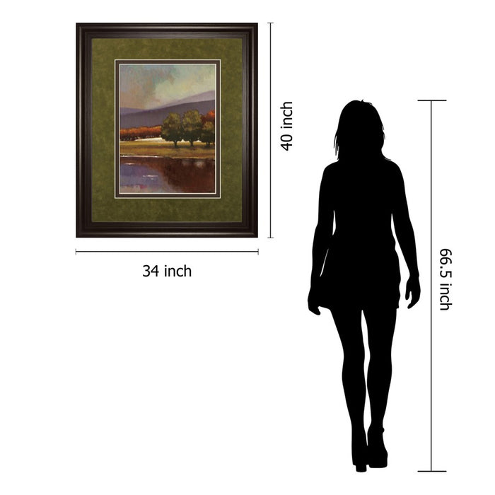 Classy Living Tranquil Lake View Wall Art Double Mat 34"x40", Chocolate