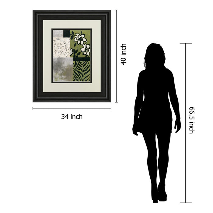 Classy Living Patterned Botanicals Wall Art Double Mat 34"x40", Midnight