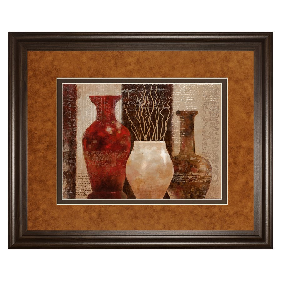Classy Living Rustic Vases Wall Art Double Mat 40"x34", Dark Chocolate
