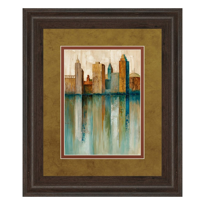 Classy Living Golden Skyline Mirage Wall Art Double Mat 40"x34", Cinnamon