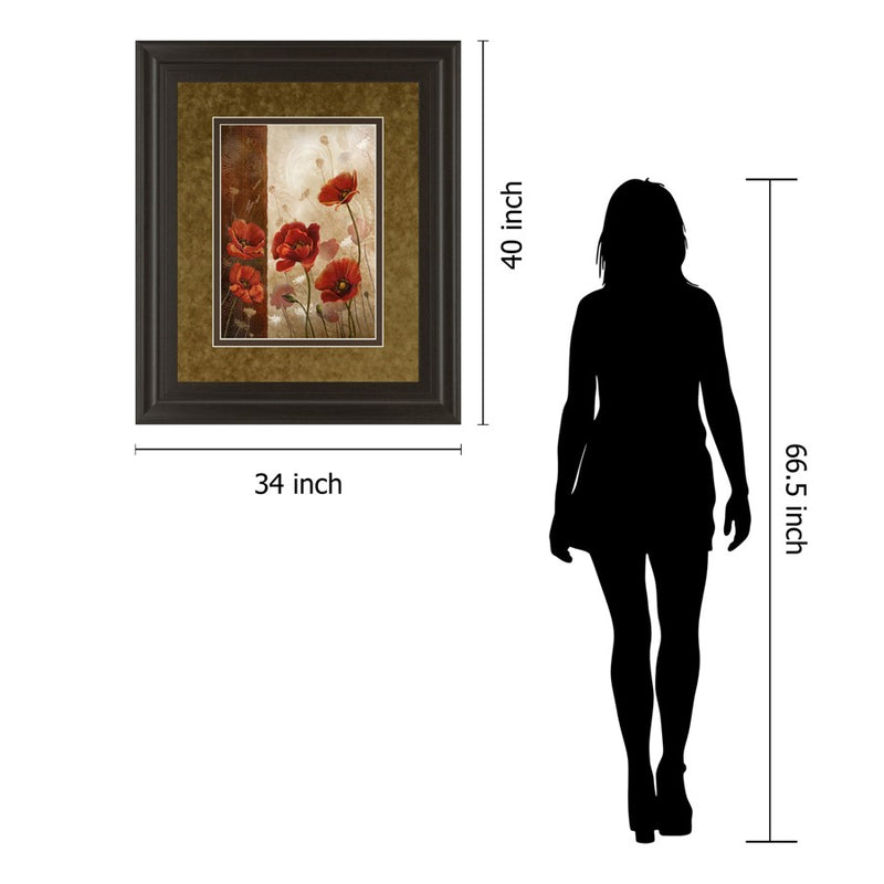Classy Living WIId Poppies I Wall Art Double Mat 34"x40", Chocolate
