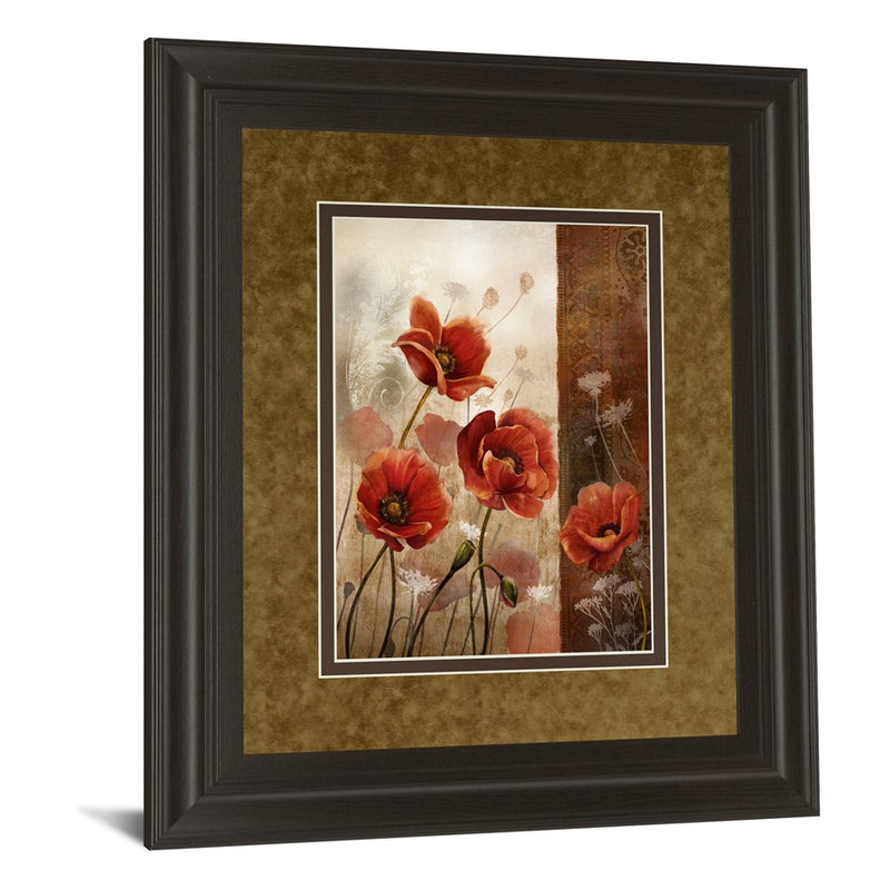 Classy Living WIId Poppies II Wall Art Double Mat 34"x40", Chocolate