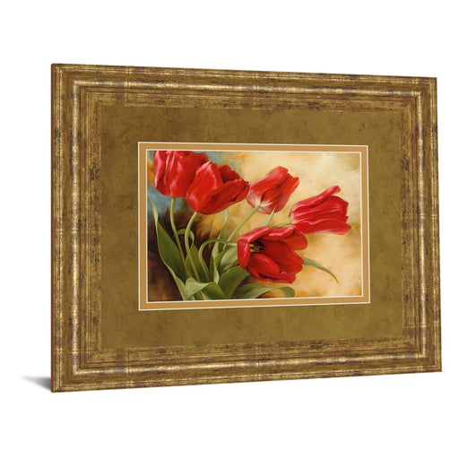 Classy Living Red Tulip Elegance Wall Art Double Mat 40"x34", Gilded