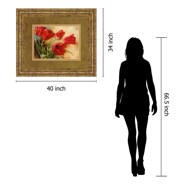 Classy Living Red Tulip Elegance Wall Art Double Mat 40"x34", Gilded