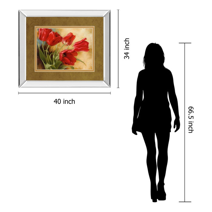 Classy Living Red Tulip Elegance Wall Art 40"x34", Mirrored