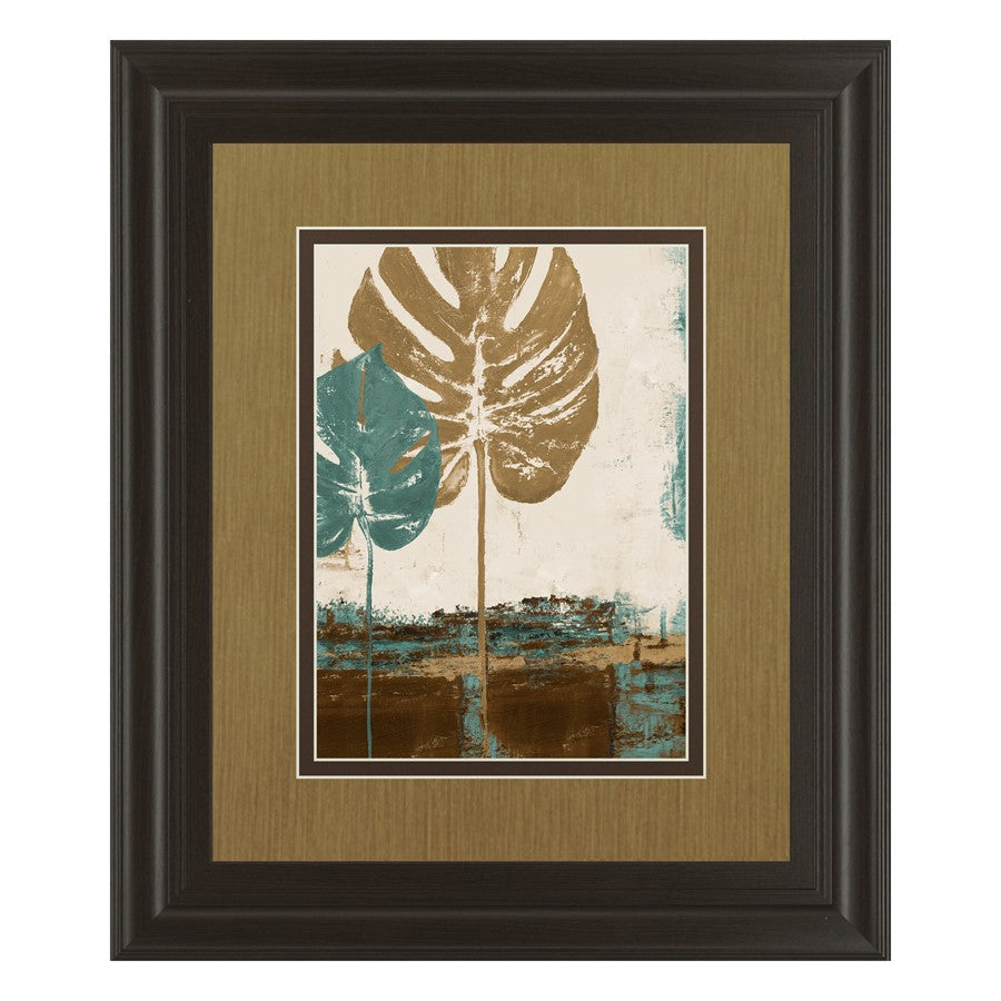 Classy Living Blue Leaves Duo Wall Art Double Mat 34"x40", Chocolate