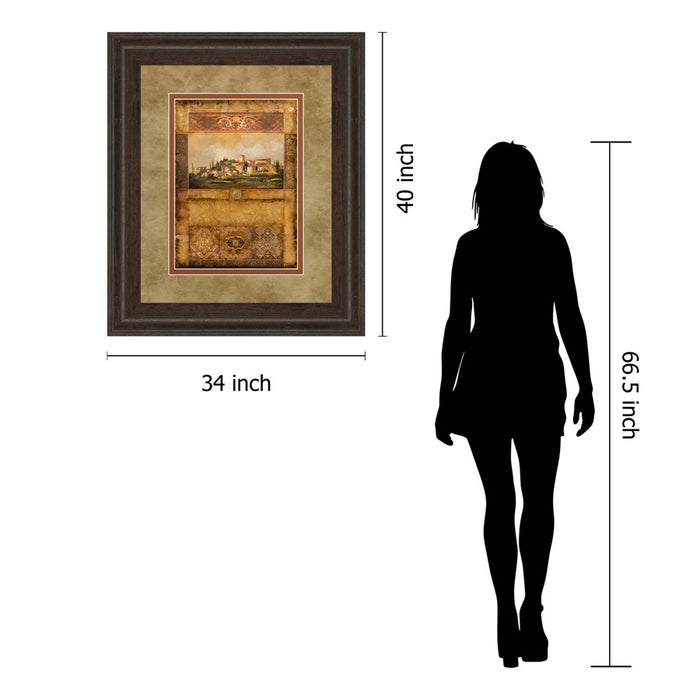 Classy Living Tuscan Vista Wall Art Double Mat 34"x40", Cinnamon Mocha