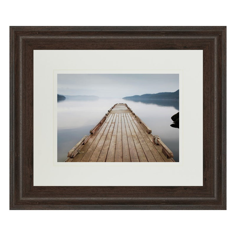 Classy Living Tranquil Dock Wall Art Double Mat 40"x34", Cinnamon Mocha
