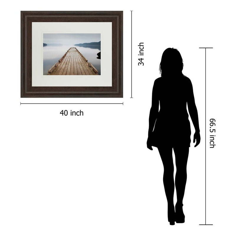 Classy Living Tranquil Dock Wall Art Double Mat 40"x34", Cinnamon Mocha